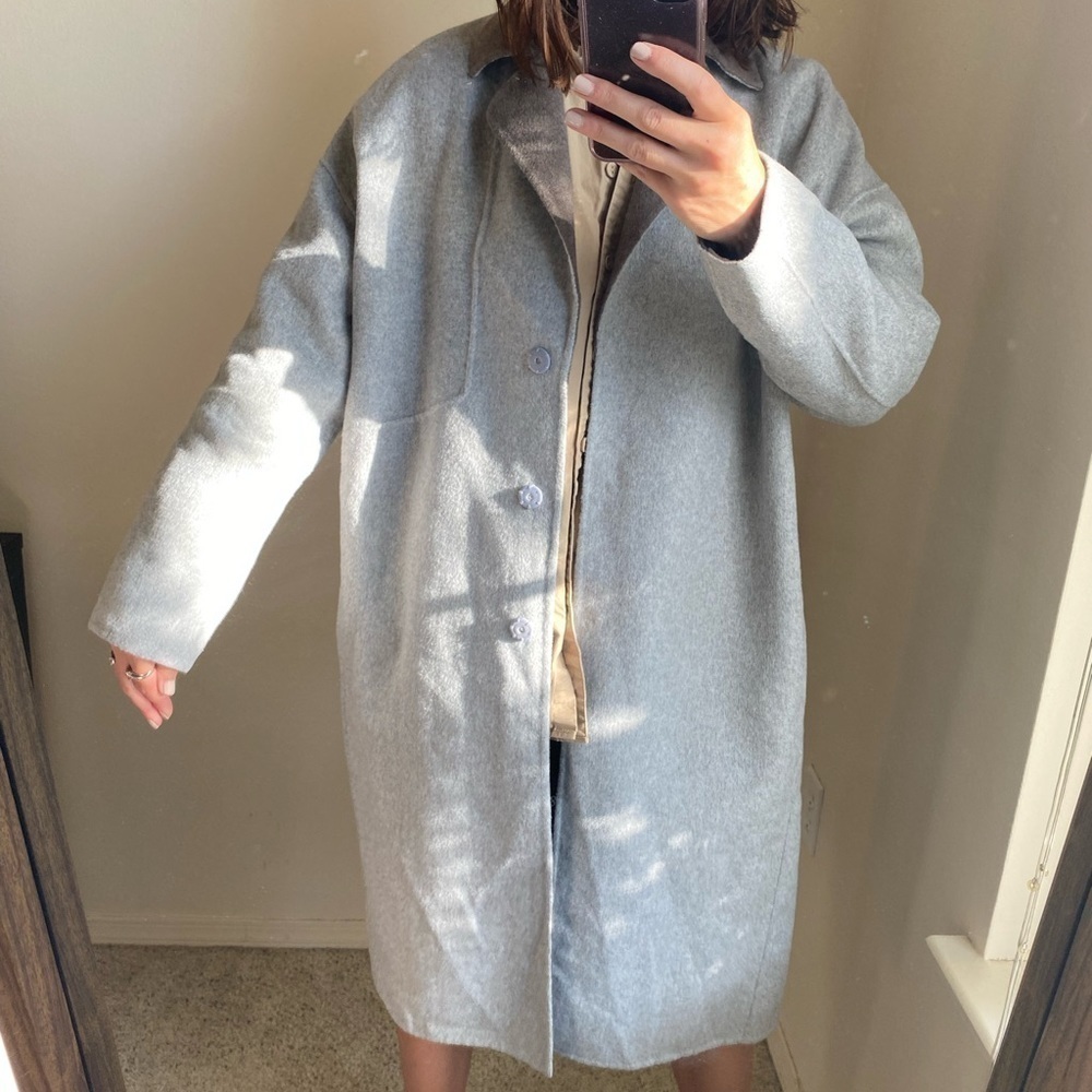 Baldwin BLDWN Women’s Wool Blend Coat Size M Grey Oversized Winter Jacket - Picture 5 of 6